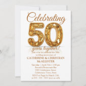 Invitation Elégante Gold 50e anniversaire Mariage (Devant)
