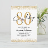 Invitation Elégante Gold 80th Birthday Party (Debout devant)