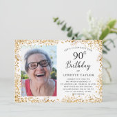 Invitation Elégante Gold 90th Birthday Party (Debout devant)
