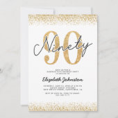 Invitation Elégante Gold 90th Birthday Party (Devant)