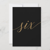 Invitation Elégante Gold & Black Calligraphy Table Numéro Six (Dos)