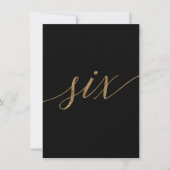 Invitation Elégante Gold & Black Calligraphy Table Numéro Six (Devant)