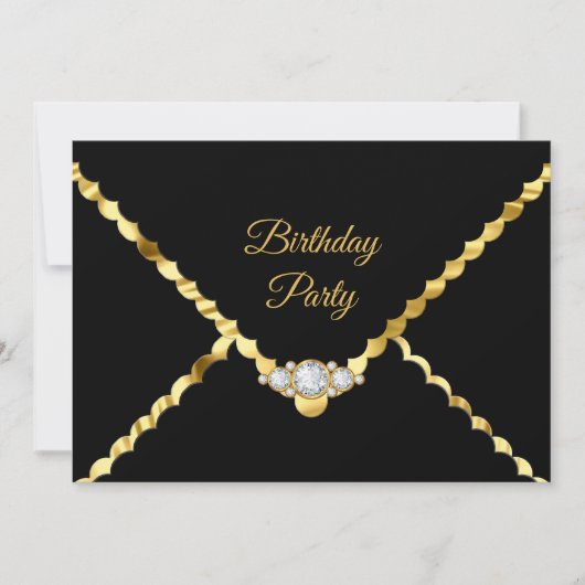 Invitation Elégante Gold Black Diamond Gem Anniversaire (Devant)