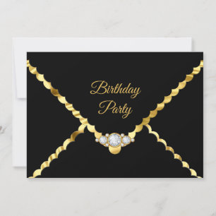Invitation Elégante Gold Black Diamond Gem Anniversaire