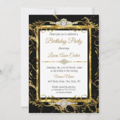 Invitation Elégante Gold Black Diamond Photo Anniversaire (Devant)