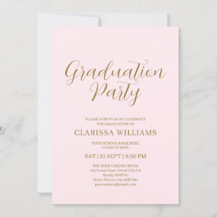 Invitation Élégante Gold Blush Pink Graduation Party