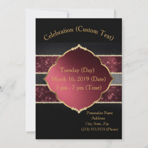 Invitation Elégante Gold & Burgundy Célébration Customisée