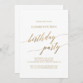 Invitation Elégante Gold Calligraphy Anniversaire (Devant / Derrière)