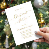 Invitation Élégante Gold Calligraphy Fête de Noël