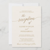 Invitation Elégante Gold Calligraphy Ivory Réception Détails (Devant)