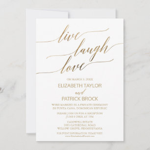 Invitation Élégante Gold Calligraphy Live Laugh Love