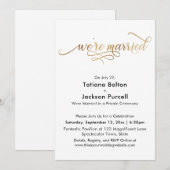 Invitation Elégante Gold Calligraphy Nous sommes mariés Récep (Devant / Derrière)