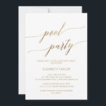 Invitation Elégante Gold Calligraphy Pool Party Anniversaire<br><div class="desc">Cette élégante carte d'invitation à la fête d'anniversaire de piscine en calligraphie dorée est parfaite pour un événement simple. Le design neutre présente une carte minimaliste décorée avec une typographie romantique et fantaisiste de feuille d'or. Remarque : Ce design ne comporte pas de véritable feuille d'or. C'est un graphisme de...</div>