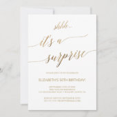 Invitation Elégante Gold Calligraphy Surprise Party (Devant)