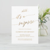 Invitation Elégante Gold Calligraphy Surprise Party (Debout devant)