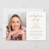 Invitation Elégante Gold Celebration of Life Funeral 2 Photo (Devant)