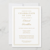 Invitation Elégante Gold Célébration Of Life Funeral Photo (Devant)