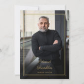 Invitation Elégante Gold Célébration Of Life Funeral Photo (Dos)