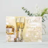 Invitation Elégante Gold Champagne Fête (Debout devant)