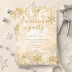 Invitation Elégante Gold Christmas Winter Company Vacances
