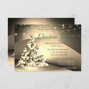 Invitation Elégante Gold ChristmasTree Company Christmas Part