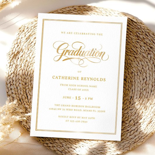 Invitation Élégante Gold College Graduation Party