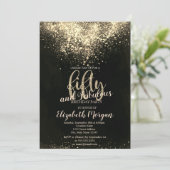 Invitation Elégante Gold Confetti 50ème anniversaire fête (Debout devant)