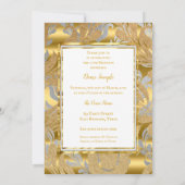 Invitation Elégante Gold Damask Grey Tiara fête d'anniversair (Dos)