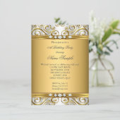 Invitation Elégante Gold Damask White Diamond Anniversaire Pa (Debout devant)