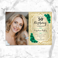Elégante Gold Emerald Green Photo 50e anniversaire