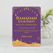 Invitation Elégante Gold Et Purple Ramadan Iftar Party (Debout devant)