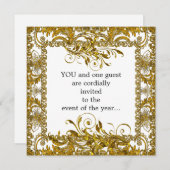 Invitation élégante Gold et White Party (Devant / Derrière)