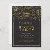 Invitation Elégante Gold Floral 30e fête d'anniversaire (Devant)