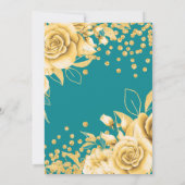 Invitation Elégante Gold Floral 60e fête d'anniversaire Turqu (Dos)