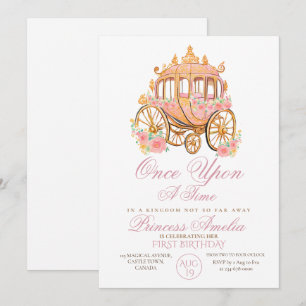 Invitation Elégante Gold Floral Princess 1er anniversaire