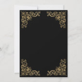 Invitation Elégante Gold Frame Black Birthday Party (Dos)