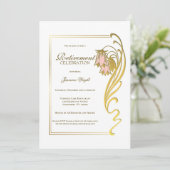 Invitation Elégante Gold Frame Célébration de la retraite (Debout devant)