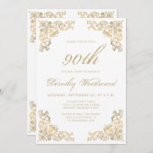 Invitation Elégante Gold Frame fête d'anniversaire (Devant / Derrière)