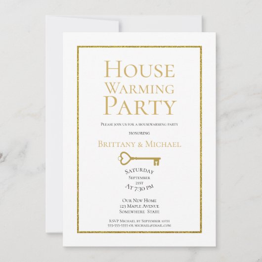 Invitation Elégante Gold Frame House Party (Devant)