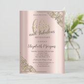 Invitation Elégante Gold Frame Rose Gold Gold 50e fête d'anni (Debout devant)