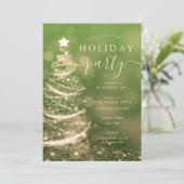 Invitation Elégante Gold Green Christmas Tree Company Holiday (Debout devant)