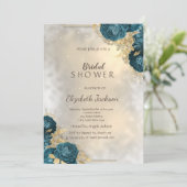 Invitation Elégante Gold Green Rose nuptiale douche Invitatio (Debout devant)