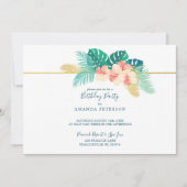Invitation Elégante Gold Hawaiian Hibiscus fête d'anniversair (Devant)