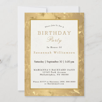 Invitation Elégante Gold Hummingbirds Glam fête d'anniversair