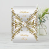 Invitation Elégante Gold Pearl Jewel Argent Anniversaire (Debout devant)