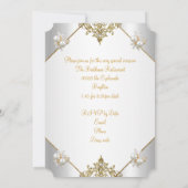 Invitation Elégante Gold Pearl Jewel Argent Anniversaire (Dos)