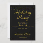 Invitation Elégante Gold Silver Black Corporate Holiday Party (Dos)
