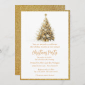 Invitation Élégante Gold Sparkle Noël Arbre de Noël Fête (Devant / Derrière)