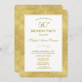 Invitation Elégante Gold & White Border 50e fête d'anniversai (Devant / Derrière)