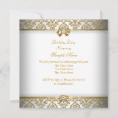 Invitation Elégante Gold White Diamond Damask Anniversaire Pa (Dos)